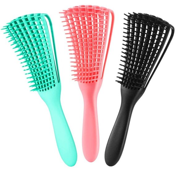 Pack Hair Detangler Brush for Afro America/African Hair Textured a to 4c Kinky W - Picture 1 of 6